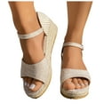 thumbnail image 1 of Mepaouo Espadrille Wedges for Women Platform Dressy Open Toe Slingback Sandals with Adjustable Buckle, 1 of 8