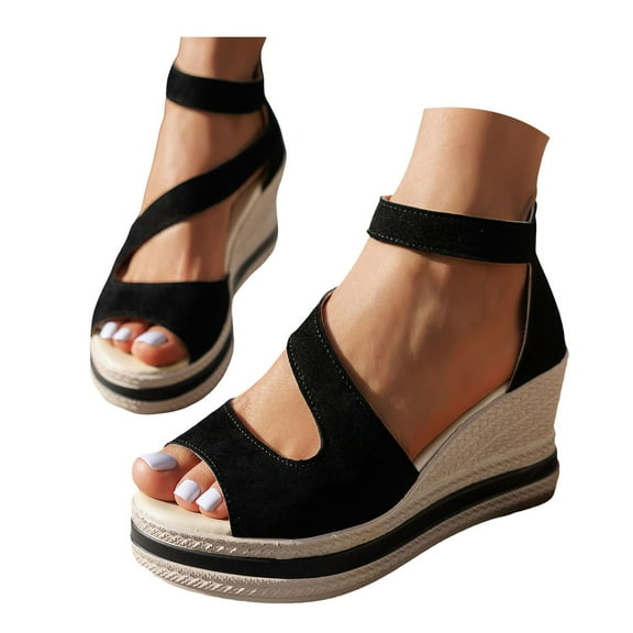 Mepaouo Espadrille Wedges for Women Platform High Heels Dressy Sandals Causal Summer Slip on Shoes