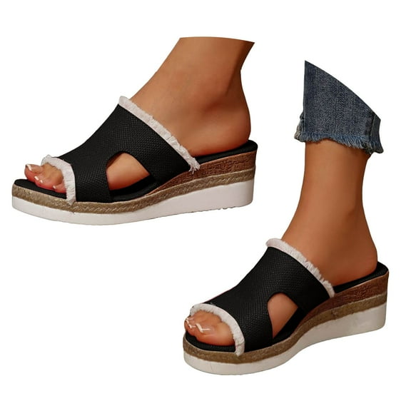 Mepaouo Espadrilles Wedge Sandals for Women Open Toe Platform Slide Sandal Casual Summer Beach Shoes