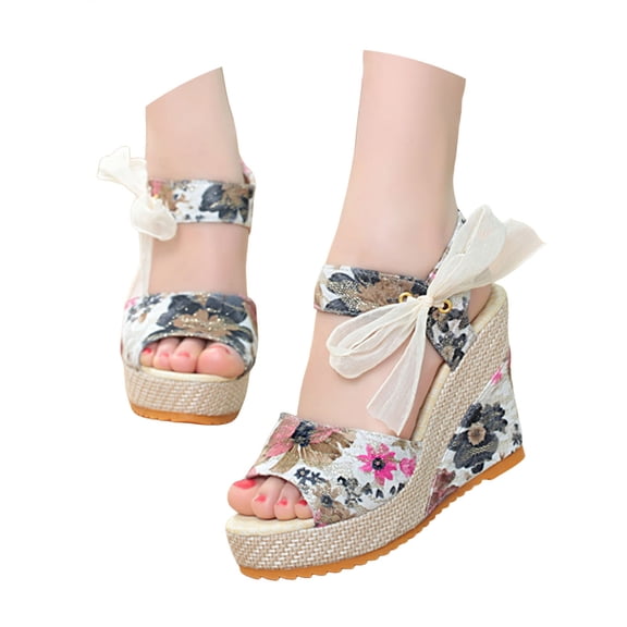 Mepaouo Espadrilles Wedge Sandals for Women Open Toe Summer Dressy Shoes with Adjustable Ankle Strap