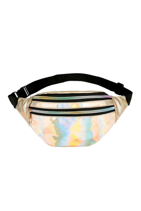 Fanny Packs for Women Waterproof Reflective Belt Bag Fashion Waist Crossbody Chest Purse(Gold)