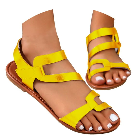 Mepaouo Fashion Flat Sandals for Women Leather Non Slip Casual Walking Shoes Orthotic Footbed Sandal