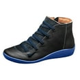 thumbnail image 1 of Mepaouo Fashion Lace up Ankle Boots for Women 2024 Lightweight Low Heel Sneakers for Outdoor(Blue,6.5), 1 of 4