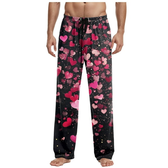 Mepaouo Fashion Pajama Pants Mens Lounge Soft Pjs Bottoms Drawstring Trousers with Pockets(Red,L)