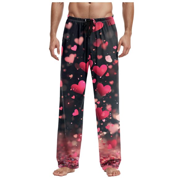 Mepaouo Fashion Pajama Pants Mens Lounge Soft Pjs Bottoms Drawstring Trousers with Pockets(Red,L)