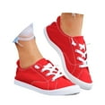 thumbnail image 1 of Mepaouo Fashion Sneakers for Women Memory Foam Lightweight Walking Slip on Canvas Shoes(Red,6.5), 1 of 5