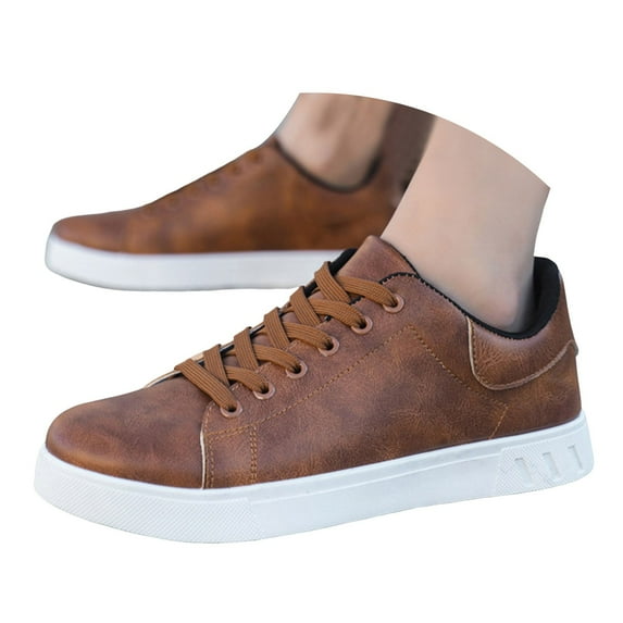 Mepaouo Fashion Sneakers for Women Men Waterproof Leather Lace up Running Tennis Sport Shoes(Brown,10)