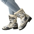 thumbnail image 1 of Mepaouo Fashion Western Snow Boots for Women Men Embroidery Fleece Lined Warm Ankle Booties, 1 of 7