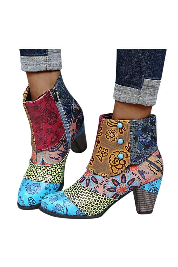 Fashion Women Booties Bohemia Side Zipper Combat Boots Breathable Lightweight Hiking Boot