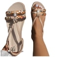 thumbnail image 1 of Mepaouo Flat Sandals for Women Summer Comfortable Ankle Strap Dressy Sandal Beach Flats Shoes Size 6.5, 1 of 9