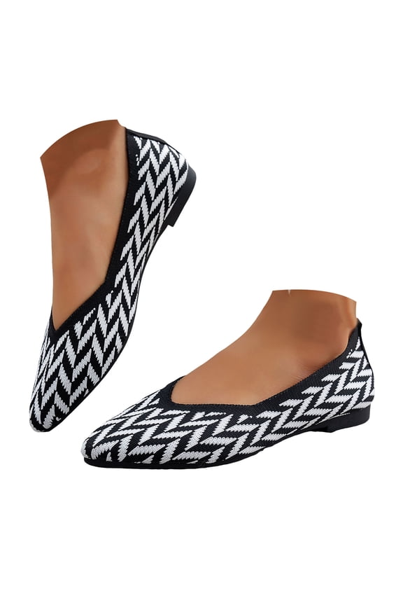 Flats for Women 2025 Fashion Dress Shoes Pointed Toe Foldable Knitted Slip on Flat Ballet Shoe