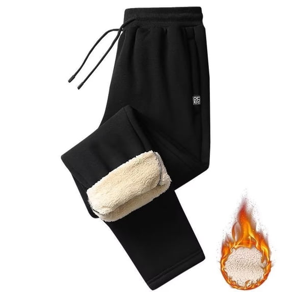 Mepaouo Fleece Lined Sweatpants for Women High Waisted Thermal Winter Warm Joggers with Pockets(Black,XL)