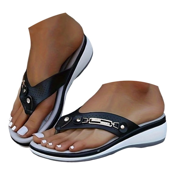 Mepaouo Flip Flops for Women Ladies Orthotic Cushion Thong Sandals Arch Support Summer Slip on Wedges