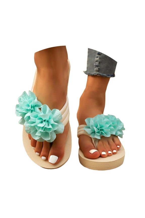 Flip Flops for Women Yoga Mat Summer Beach Slide Sandals Arch Support Walking Slippers Sky Blue 6.5