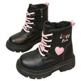 thumbnail image 1 of Mepaouo Girls Ankle Boots Love You Pink Combat Boots Lace up Winter Outdoor Work Shoes(Black,32), 1 of 9