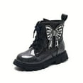 thumbnail image 1 of Mepaouo Girls Bowknot Dress Boots Glitter Side Zipper Ankle Boots Winter Outdoor Walking Shoes(Black,37), 1 of 9