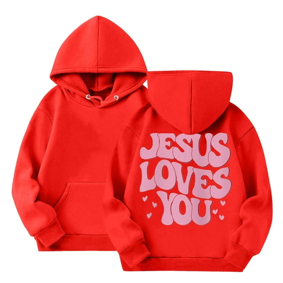 Mepaouo Girls Boys Fashion Hoodie Kids Long Sleeve Pullover Toddler Hooded Sweatshirt with Pocket Red 8-9 Years