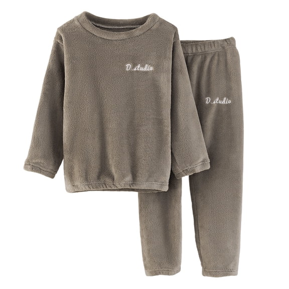 Mepaouo Girls Boys Fuzzy Pajamas Kids Fleece Pjs Outfits Fluffy Pullover Sweatshirt Top Pants Winter Sleepwear
