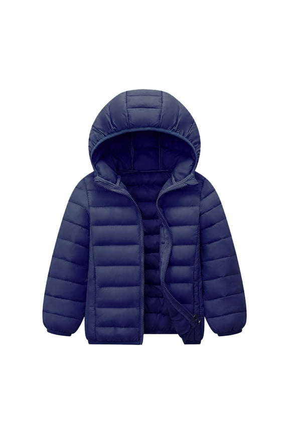 Girls Boys Hooded Puffer Jacket Toddler Packable Winter Warm Coat Kids Padded Fleece Outerwear