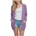 thumbnail image 1 of Mepaouo Girls Cardigans Open Front Long Sleeve Casual Sweater Kids Knit Clothes Coats with Pockets Purple 5-6 Years, 1 of 6