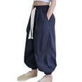 thumbnail image 1 of Mepaouo Girls Cargo Parachute Pants Kids Elastic Waisted Drawstring Loose Jogger Trousers with Pocket Navy 3-4 Years, 1 of 4