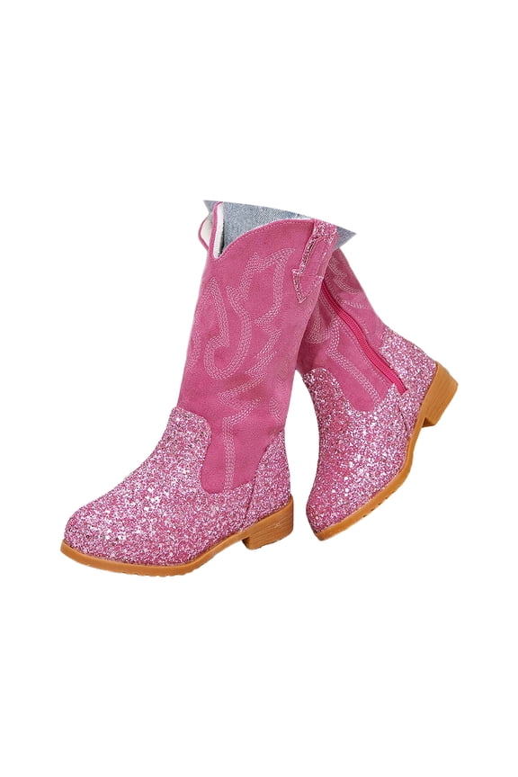 Girls Cowgirl Boots Toddler Mid Calf Glitter Cowboy Boot Kids Rhinestone Western Riding Shoes