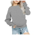 thumbnail image 1 of Mepaouo Girls Crewneck Sweatshirt Kids Long Sleeve Pullover Solid Color Fall Winter Basic Tee T-Shirt, 1 of 5