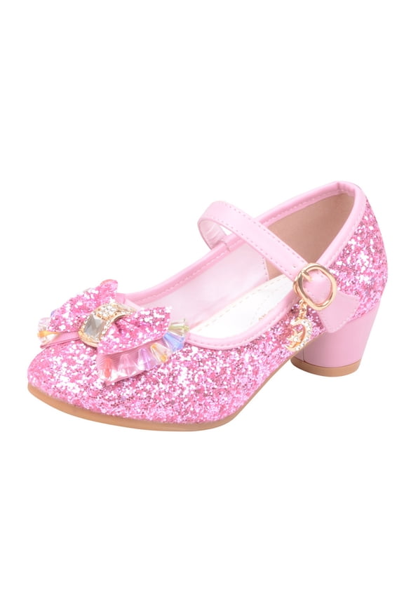 Girls Dress Shoes Wedding Party Heel Mary Jane Pumps Princess Flower Shoes 5-13 Years