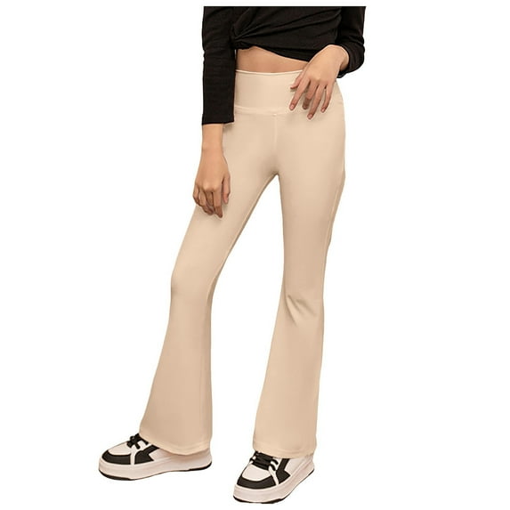 Mepaouo Girls Flare Leggings High Waisted Yoga Bootcut Pants Toddler Kids Bell Bottoms Tights Pink 5-6 Years