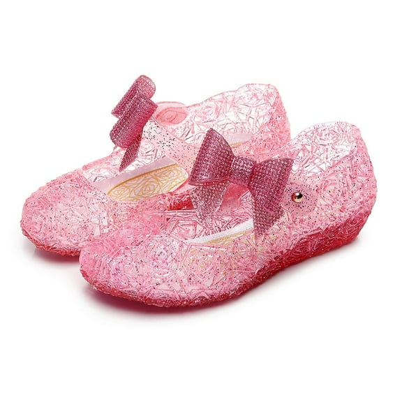 Mepaouo Girls Flats Mary Jane Dance Party Bow Dress Jelly Shoes Toddler Princess Birthday Sandals Red
