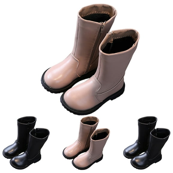 Mepaouo Girls Knee High Boots Fashion Lug Sole Wide Calf Tall Riding Boots for Toddler Little Big Kid Black 1.5