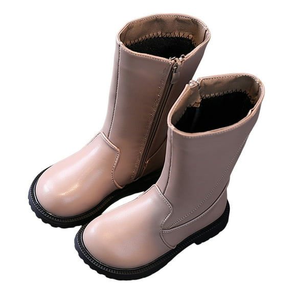 Mepaouo Girls Knee High Boots Fashion Lug Sole Wide Calf Tall Riding Boots for Toddler Little Big Kid Khaki 12