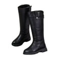 thumbnail image 1 of Mepaouo Girls' Knee High Boots Kids Leather Riding Combat Booties Side Zipper Non Slip Winter Dress Shoes Black 13, 1 of 3