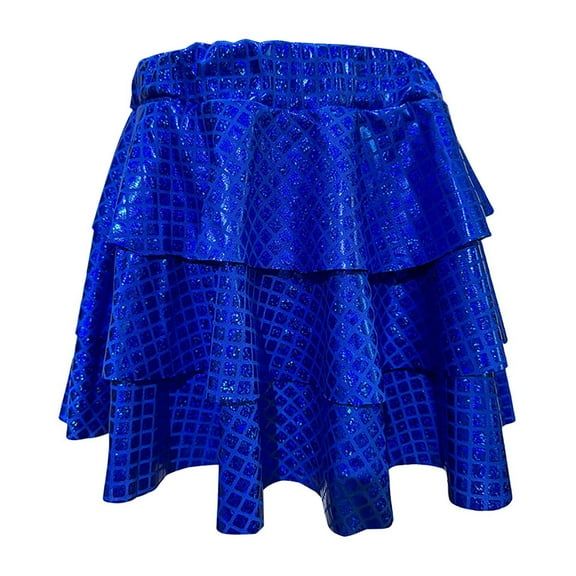 Mepaouo Girls Metallic Skirt 3-Layer Pleated Ruffle Tutu Polka Dot Carnival Dance Skorts Sizes XXS-XL