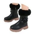 thumbnail image 1 of Mepaouo Girls Mid Calf Boots Floral Waterproof Winter Dress Boots Fleece Warm Outdoor Shoes(Black,26), 1 of 9