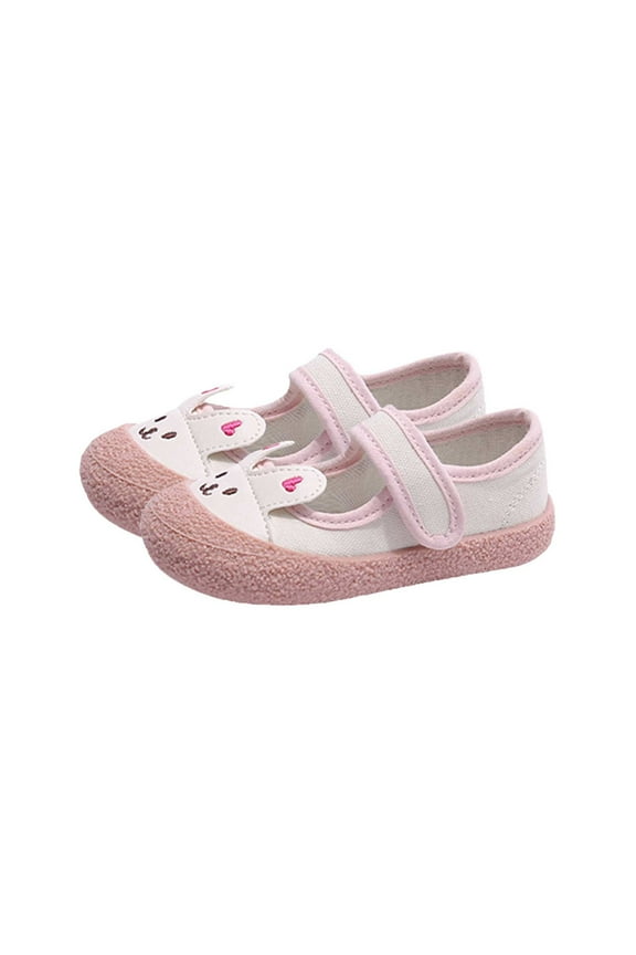 Girls Rabbit Walking Shoes Rubber Sole Casual Flats Cute Slip on Loafers for Little Big Kids