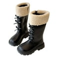 thumbnail image 1 of Mepaouo Girls Riding Boots Knee High Waterproof Mid Calf Shoes Side Zipper Winter Snow Combat Boot Black, 1 of 7