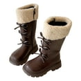 thumbnail image 1 of Mepaouo Girls Riding Boots Knee High Waterproof Mid Calf Shoes Side Zipper Winter Snow Combat Boot Brown, 1 of 6
