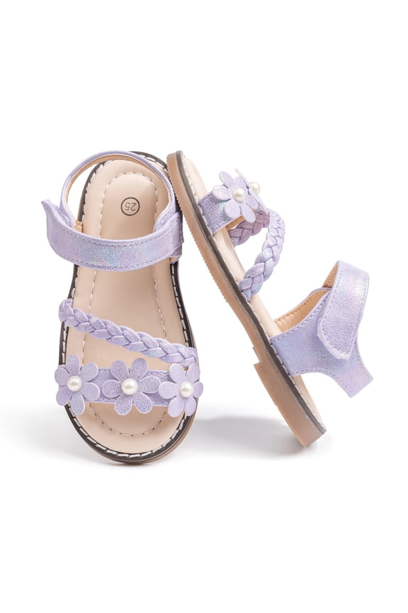 Girls Sandals Open Toe Ballet Dress Flat Shoes Ankle Strap Summer Slip ons for Toddler Kids