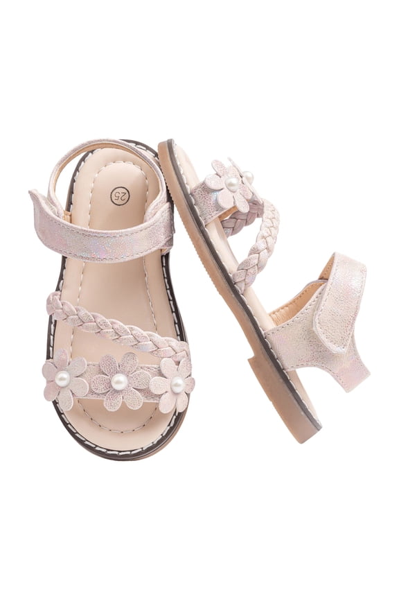 Girls Sandals Open Toe Ballet Dress Flat Shoes Ankle Strap Summer Slip ons for Toddler Kids