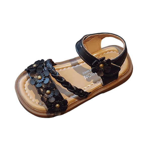 Mepaouo Girls Sandals Open Toe Cute Dress Flats Braided Strappy Summer Shoes for Toddler Little Kids