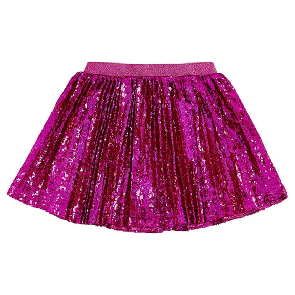 Mepaouo Girls Sequin Skirt Toddler Pleated Sparkly Tutu Elastic Waist Kids Party Skorts Sizes S-3X
