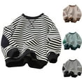 thumbnail image 1 of Mepaouo Girls Striped Sweatshirt Kids Crewneck Long Sleeve Blouse Tee Tops Oversized Pullover Clothes Black 3-4 Years, 1 of 5