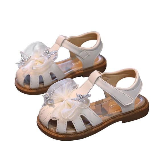 Mepaouo Girls Toddler Little Kid Summer Sandals Closed Toe Outdoor Casual Beach First Walking Shoes