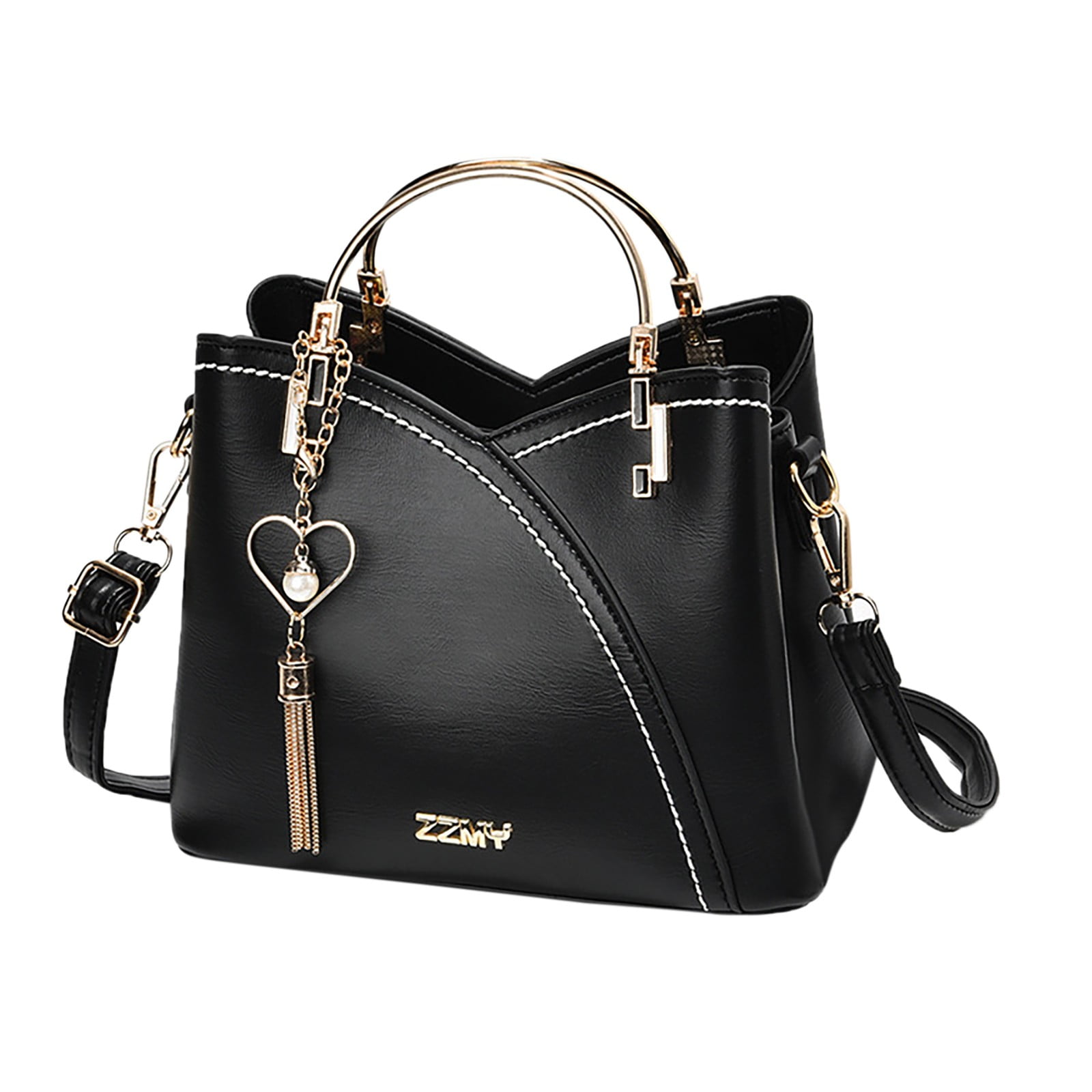 Mepaouo Handbags for Women Leather Crossbody Bags Women's Tote Shoulder Purse Top Handle Satchel(Black)