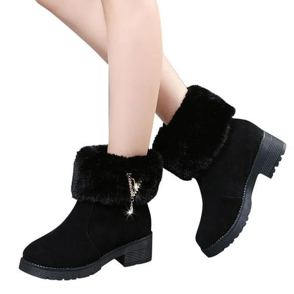 Mepaouo Heel Ankle Booties for Women Suede Winter Warm Dress Boots Fashion Short Boots