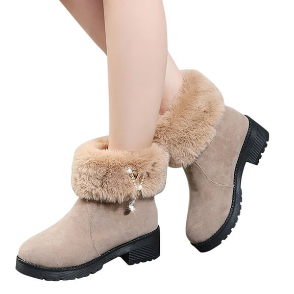 Mepaouo Heel Ankle Booties for Women Suede Winter Warm Dress Boots Fashion Short Boots