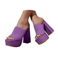 thumbnail image 1 of Mepaouo High Heels for Women Block Platform Slide Sandals Square Open Toe Knit Dressy Pumps, 1 of 7