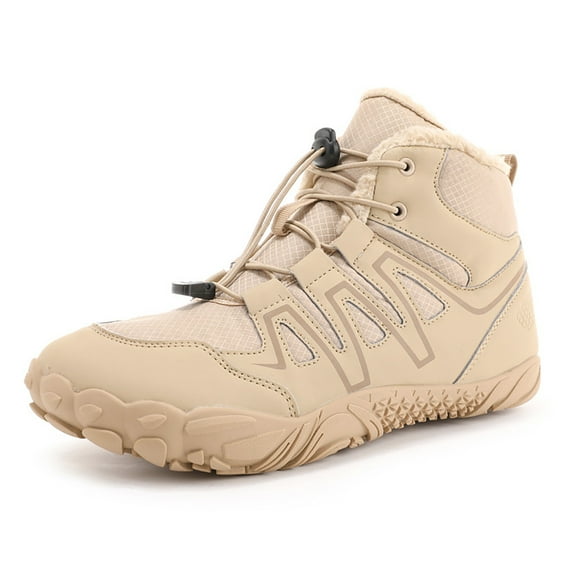 Mepaouo Hiking Snow Boots for Women Men Zero Drop Minimalist Barefoot Outdoor Ankle Booties(Brown,7.5)