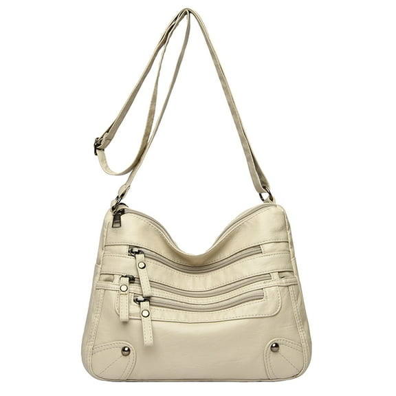 Mepaouo Hobo Crossbody Bags for Women Leather Handbags Retro Large Size Shoulder Bucket Purse(Beige)